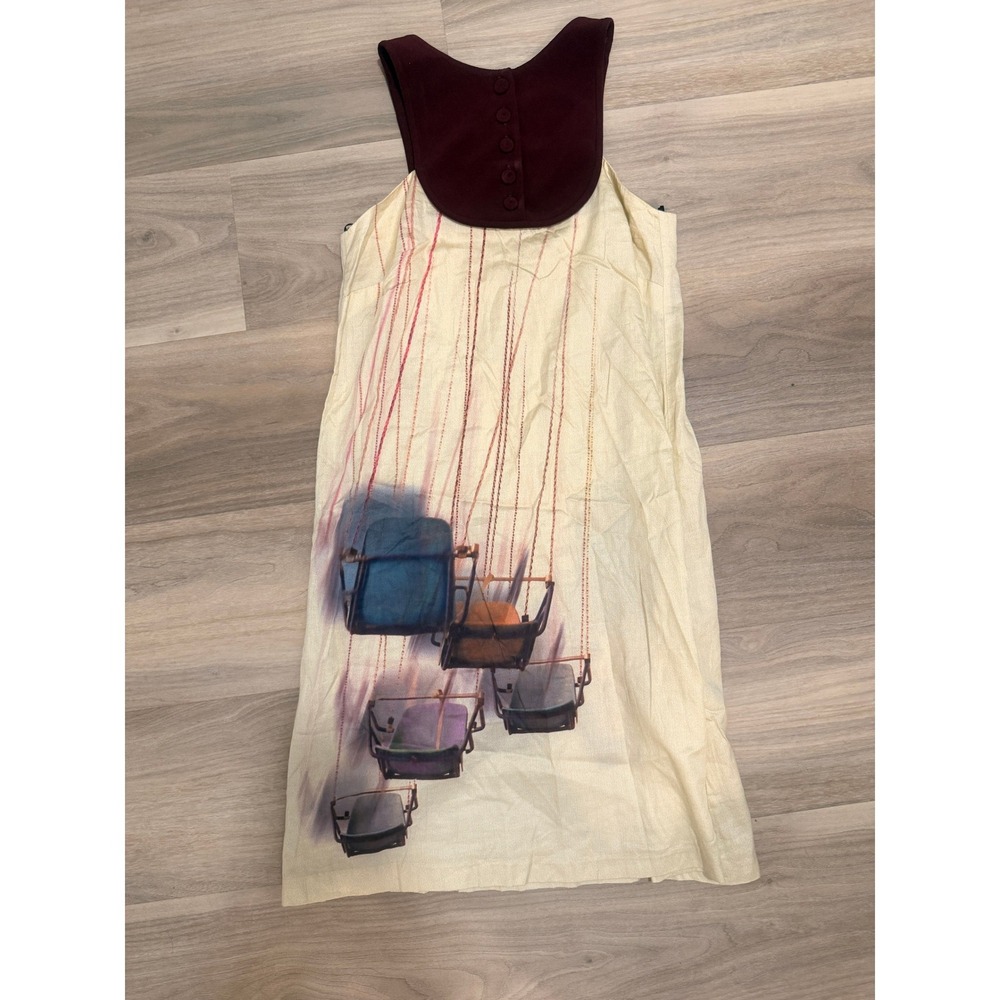 Leona Edmiston Frocks Womens XS Carnival Swing Graphic Shift Dress Burgundy